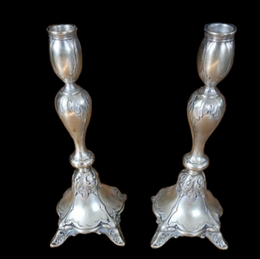 Pair of Vintage Silver Plated Ornate Candlestick Holders